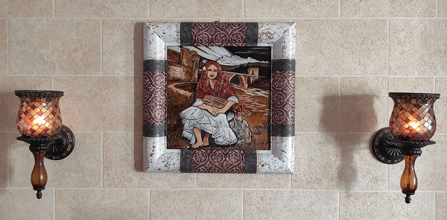 Tableau en cuir repoussé, Toled'Ana