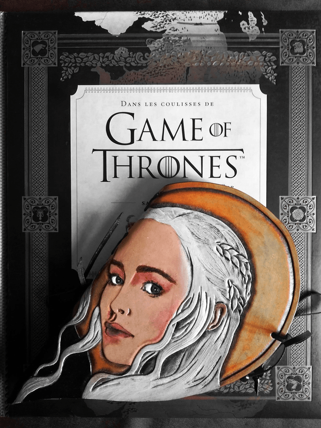 Livre d'or en cuir Game of thrones, fan art, forme coeur