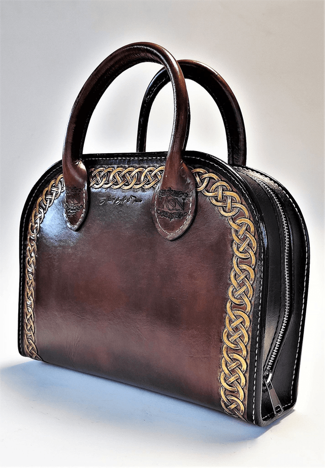 Sac à main en cuir de Luxe, style celtique moderne