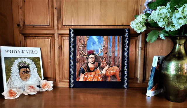 Frida Kahlo, portrait, en cuir repoussé
