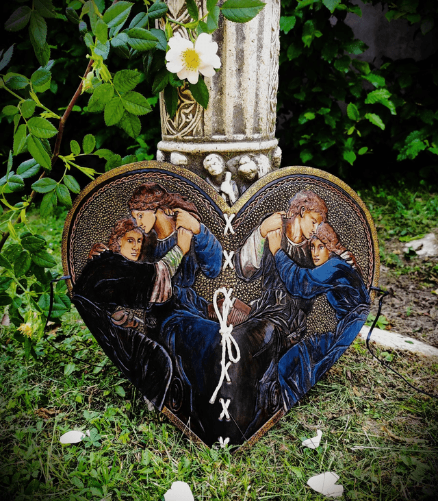 Carnet coeur en cuir préraphaélite