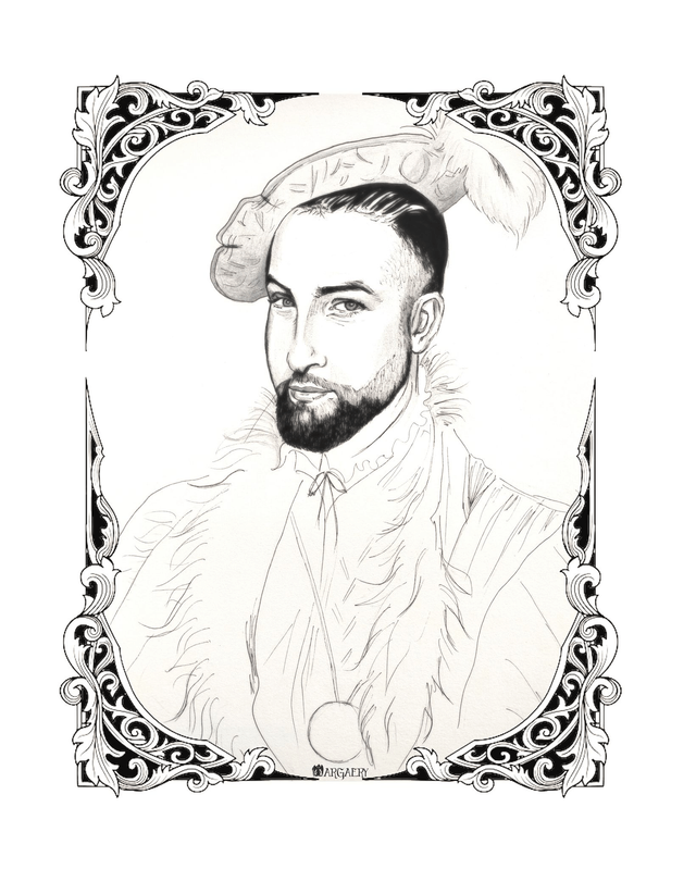 Cartes Portraits de style Renaissance sur parchemin végétal