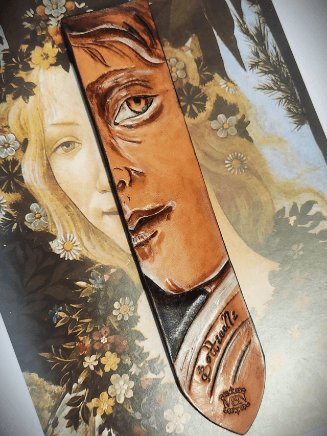 Marque-page en cuir repoussé, l'oeil du Maitre, les grands peintres