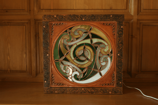 Luminaire d'ambiance celtique "Green spirals"