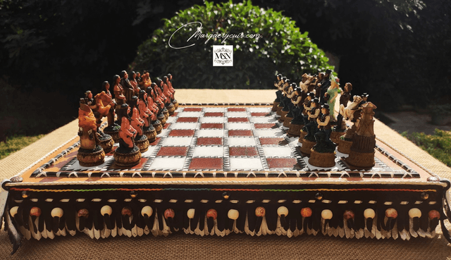 Jeu d&#039;échecs en cuir Western