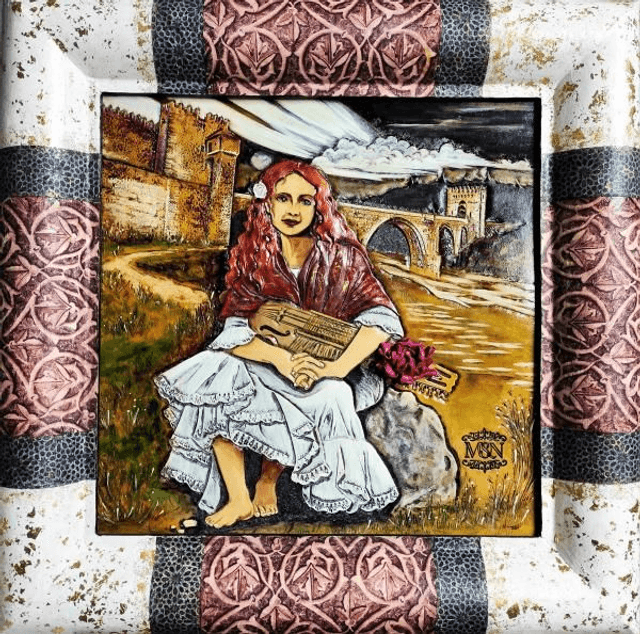 Tableau en cuir repoussé, Toled&#039;Ana